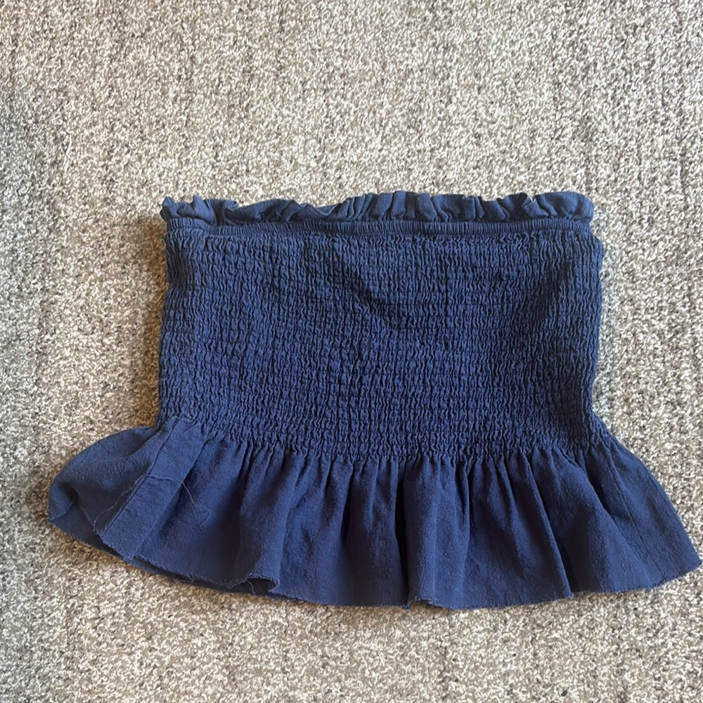 Cotton Candy Blue Smocked Bubble Tank Top